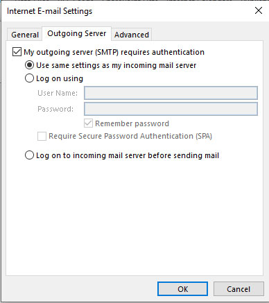 Internet Email Settings